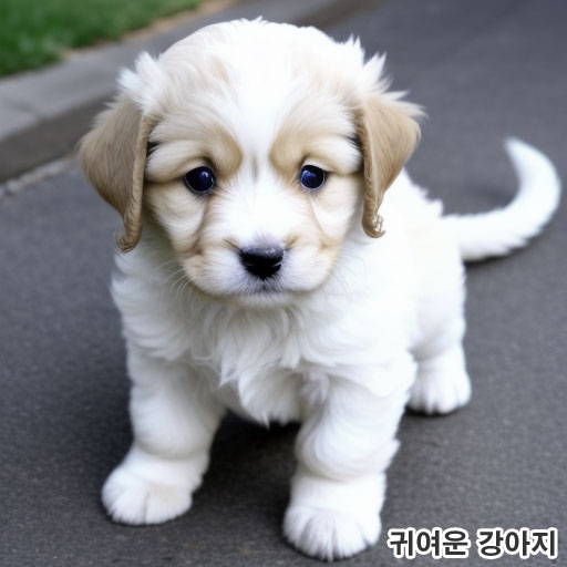 반려동물 강아지 길위에 있다 매우 귀여운 애완견